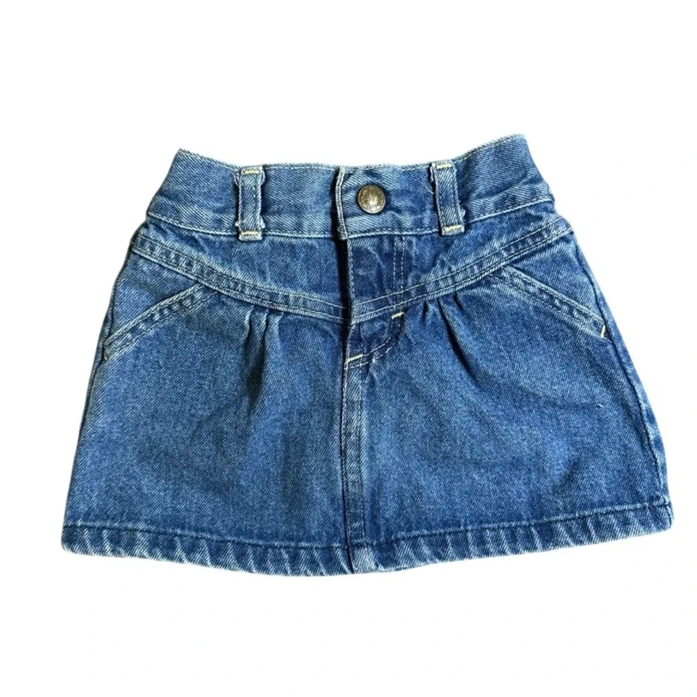 Vintage OshKosh Bgosh Toddler Girls Denim Skirt Medium Wash Blue Size 24M